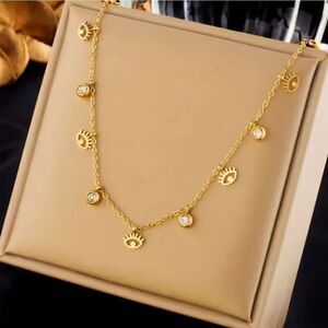 Eye Crystal Pendant Necklace Clavicle Chain